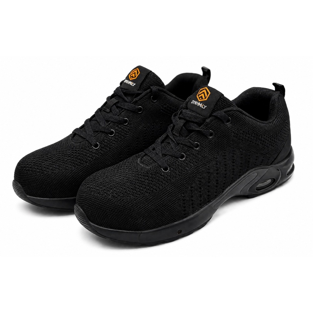 DYKHMILY Men 9.5 Black Steel Toe Work Safety Shoes Lightweight Breathable D91859